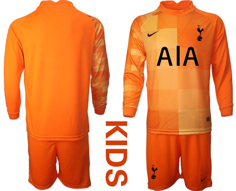 Youth 2021-2022 Club Tottenham Orange red goalkeeper long sleeve blank Soccer Jersey